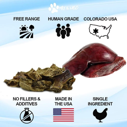 Max and Neo Freeze Dried Bison Liver Dog Treats, Single Ingredient, Free Range North American Bison