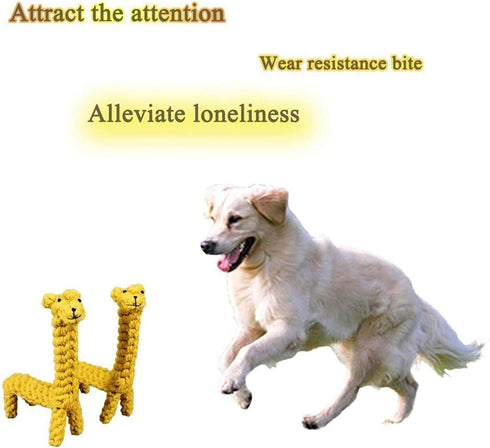 Dog Pet Puppy Chew Toys for Teething - Rope Ball Knot Training Treats for Small Medium Dogs (Giraffe)