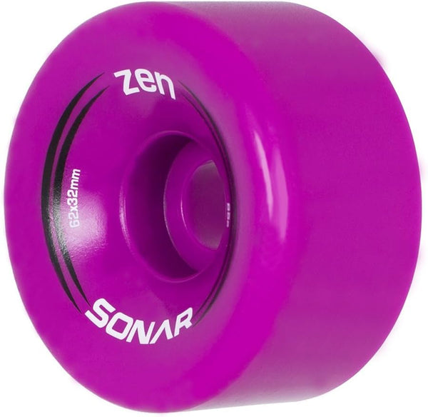 Sonar Wheels Zen Quad Roller Skate Wheels, 4 Pack, 32mm x 62mm, 85A, Magenta