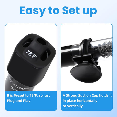 AQUANEAT 25W Mini Betta Fish Tank Heater, Aquarium Water Thermostat with Thermometer, Small Size