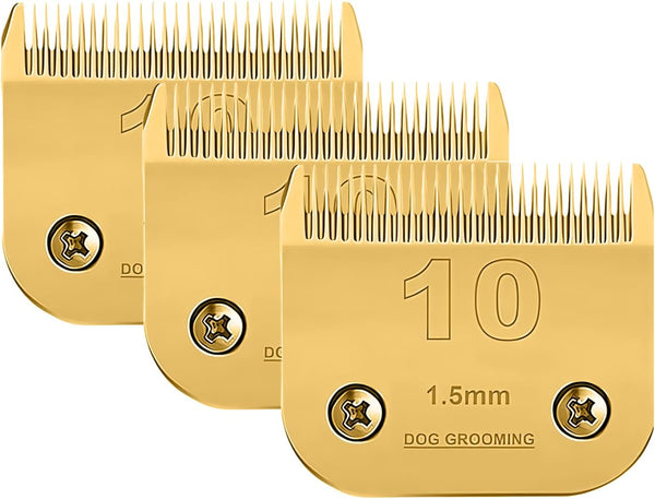 3 PC#10 Clipper Blade for Dog Grooming, Compatible with Andis/Wahl/Oster, Carbon Infused Steel