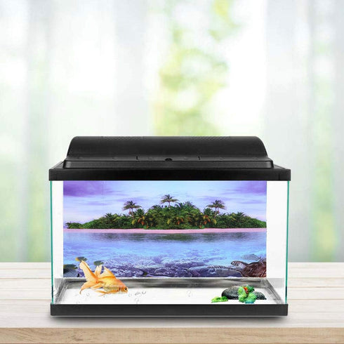 3D Effect Aquarium Fish Background Coconut Tree Beach Double-Sided Adhesive Wallpaper Decor (91 * 50cm)