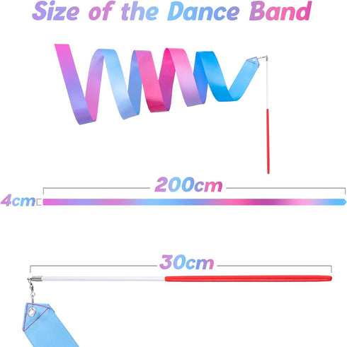 Gymnastics Ribbon 2 Pack, Colorful Dance Band with Stick, Ideal for Children’s Birthday Party or Christmas