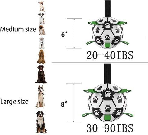 Dog Toys Soccer Ball, Interactive Dog Toys for Tug of War, Puppy Birthday Gifts, Dog Tug Toy, Dog Water Toy, Durable Dog Balls for Small & Medium Dogs (6 inch)