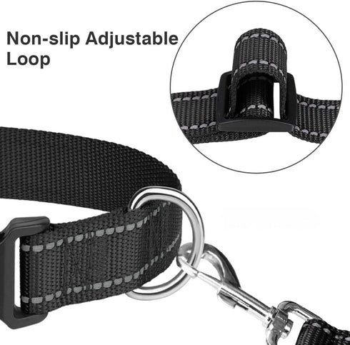 Taglory Adjustable Reflective Dog Collars for Small Medium Large Dogs, Quick Release Plastic Buckle (Black, Medium)