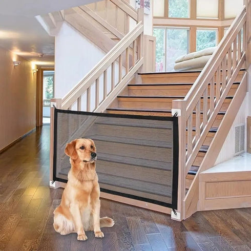Magic Dog Gate, Foldable Mesh Pet Gate for Stairs and Door, Indoor Safety Isolation Fence (B-43×28”)