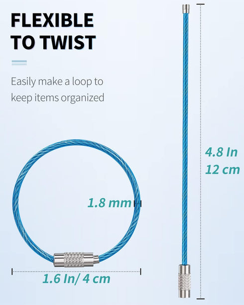 Uniclife 4 Inch/6 Inch Wire Keychain Cable - Large Stainless Steel Key Ring Loop Holder for Luggage Tag Keeper