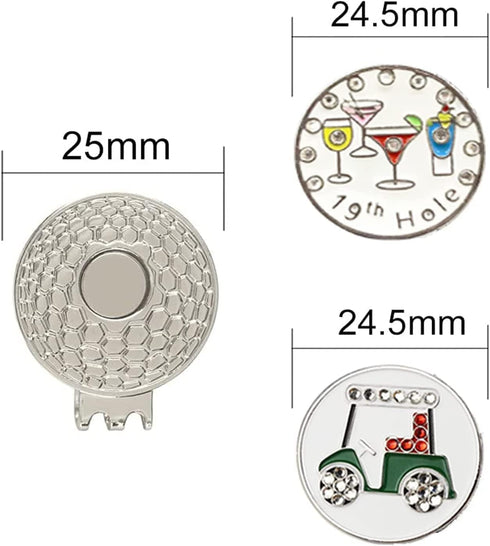 Golf Ball Markers with Hat Clips for Men Women, Removable Crystal Golf Ball Marker with Magnetic Clip