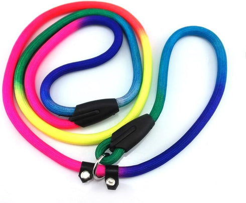 yueton Rainbow Pet Dog Nylon Leash Adjustable Loop Slip Lead Rope