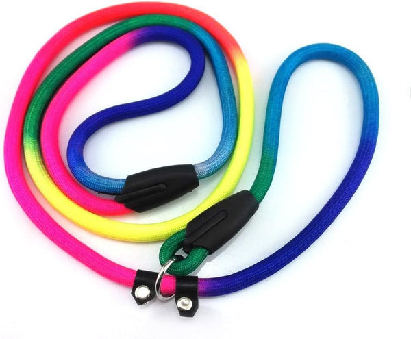 yueton Rainbow Pet Dog Nylon Leash Adjustable Loop Slip Lead Rope