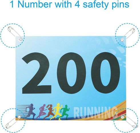 Multicolor Race Bib Numbers with Safety Pins for Marathon Events
