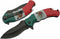 SZCO Supplies 8.5" Mexican Flag Assisted Open Folding Knife with Pocket Clip, Red, White & Green