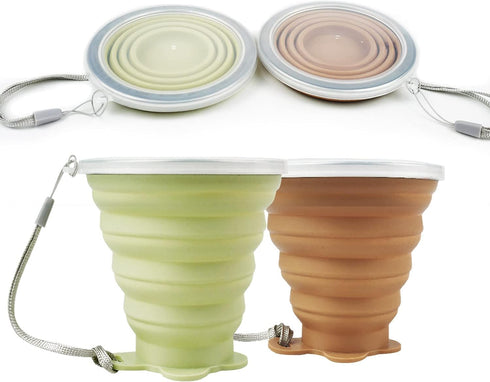 JBER Silicone Collapsible Travel Cup, Folding Camping Cup with Lids for Outdoor Hiking Travel