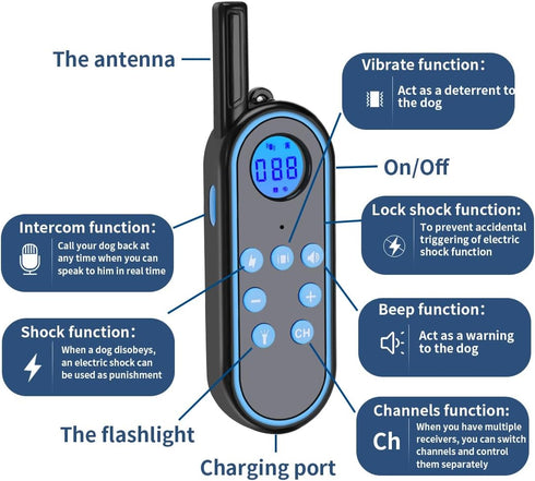 Voice Intercom Dog Training Collar, Rechargeable Shock Collar with Remote for Small, Medium & Large Dogs
