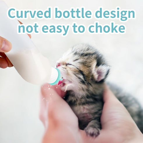 Xuandea 5Pack Kitten Bottle for Nursing Puppy Milk Kitten Bottles Feeding Kit Silicone Nipple for Newborn Pets Kittens