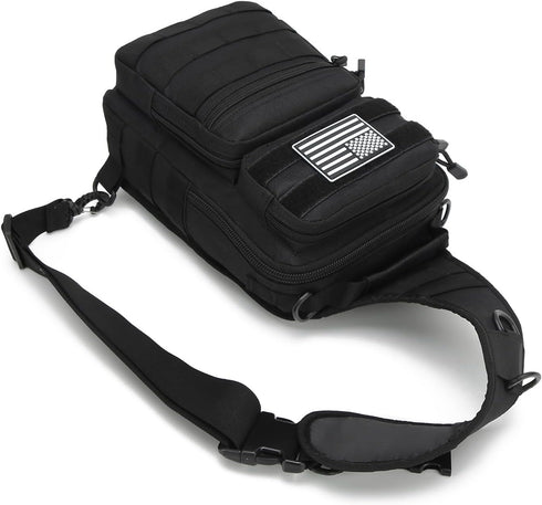 Backpack Pack Pack Tactical Sling Bag for men,Shoulder Molle Assault Range Bags Chest Day Diaper Bag (Black)