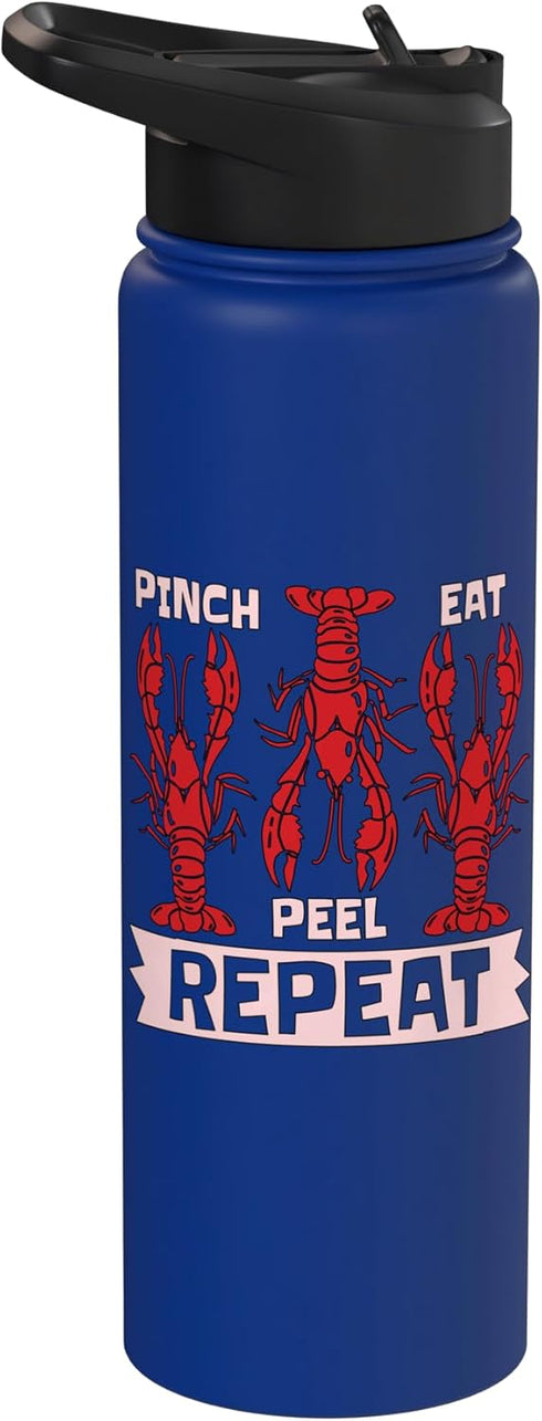 Seafood Festival Designs for Seafood Lover Pinch Peel Eat Repeat Mardi Gras Crawfish Seafood Festival Stainless Steel Insulated