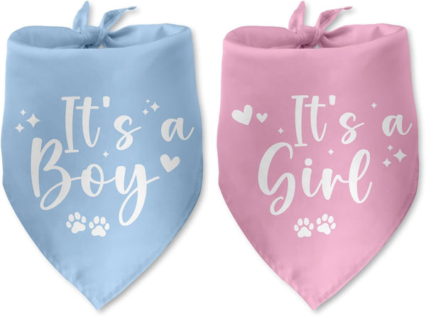 Luptiteuy 2 Pack It's a Boy It's a Girl Baby Announcement Dog Bandana