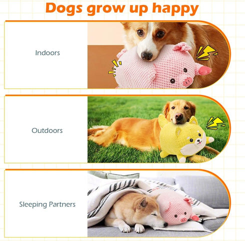 2024 Eadwe Cute Plush Dog Toy, New Durable Squeaky Pig Sound Toy for Dogs, Fun and Engaging Chew Toy for French