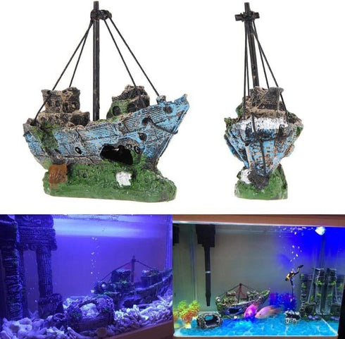 1 pcs Fish Tank Landscaping, Pirate Ship Wreckage, Aquarium Decorations and Ornaments