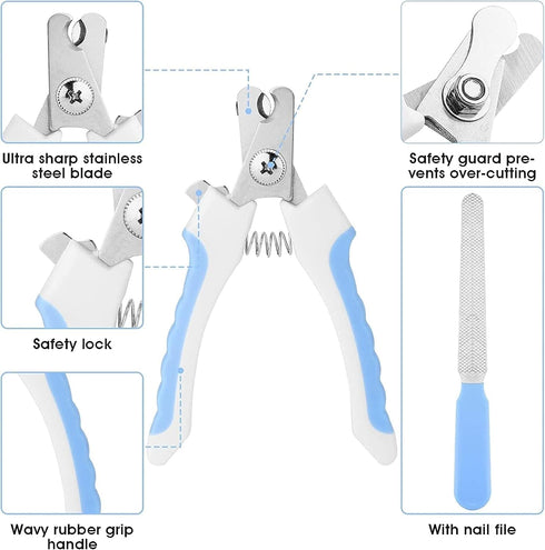 7pcs Pet Grooming Kit, Self-Cleaning Brush Shedding Kit with Nail Clipper, Flea Comb, Shampoo Bath Brush, Finger