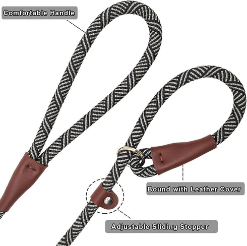 3 FT Slip Lead Dog Leash, 1/2 inch Rope for Walking and Training, No Pull Strong Nylon Leash for Medium and Large Dogs