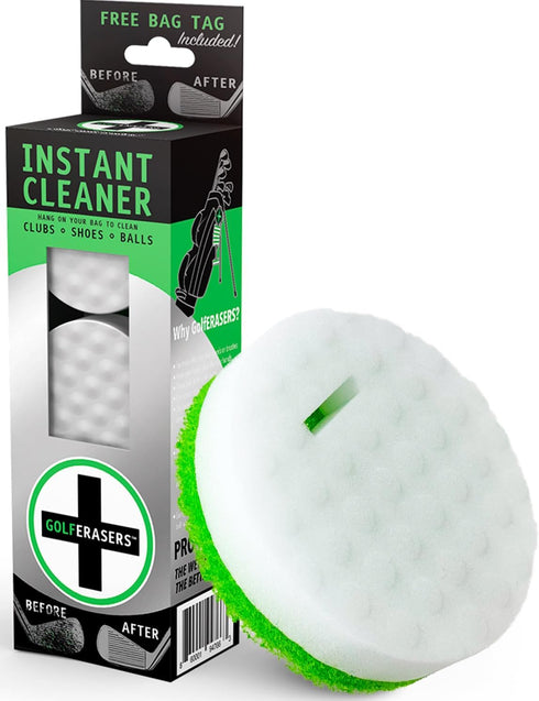 Instant Golf Eraser with Bag Tether, Premium Dual-Sided Sponge for Cleaning Clubs, Shoes & Golf Balls, 6 Pack