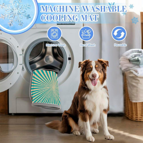 imiBBWQu Summer 27" 22" Cooling Pad Sky Blue Stripes Vintage Pet Mat for Outdoor Washable Dog Cooling Mat Pad Smart Pet