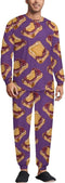 Generic Peanut Butter Jelly Breakfast Men's Pajamas Set Long Sleeve Sleepwear Crew Neck
