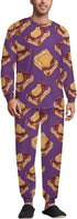 Generic Peanut Butter Jelly Breakfast Men's Pajamas Set Long Sleeve Sleepwear Crew Neck