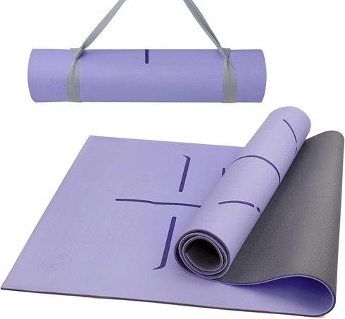 Yoga Mat 8mm Thick - Non-Slip Workout Mat 72"x 26"x 0.24" with Alignment Mark for Yoga, Pilates & Floor Workouts