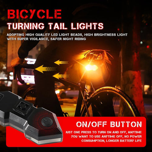 USB Rechargeable Bike Tail Light with Turn Signals, 11 Modes Bright LED Rear Light, Waterproof Safety Warning (Pack of