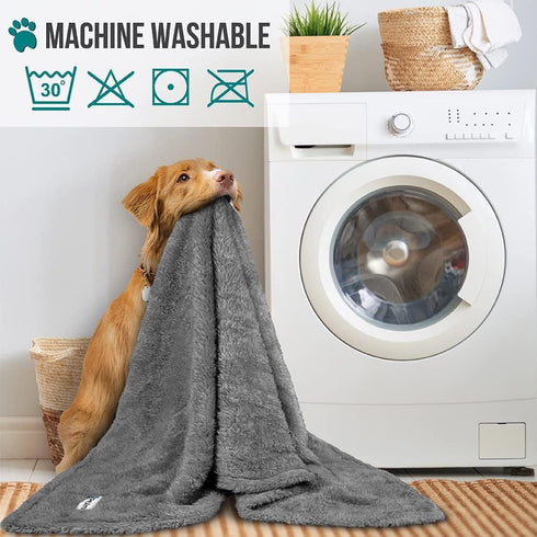 PetAmi Dog Blanket for Large Medium Dogs Grey, Soft Fluffy Sherpa Fleece Blanket for Cat & Dog, Washable 40x60