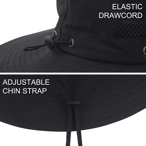 Muryobao Mens Waterproof Wide Brim Bucket Fishing Hat - UPF 50+ Mesh