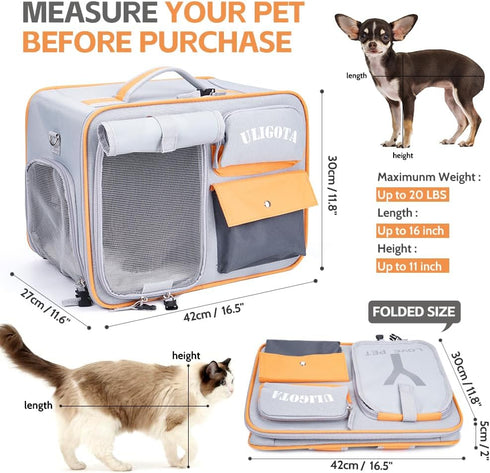 ULIGOTA Backpack Carrier for Pets, Ventilated Dog Carrier for Cats & Small Dogs, Airline Approved for Hiking & Travel