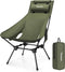 Trakiom High Back Portable Compact Camping Chair, Lightweight Green Folding Chair with