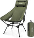 Trakiom High Back Portable Compact Camping Chair, Lightweight Green Folding Chair with
