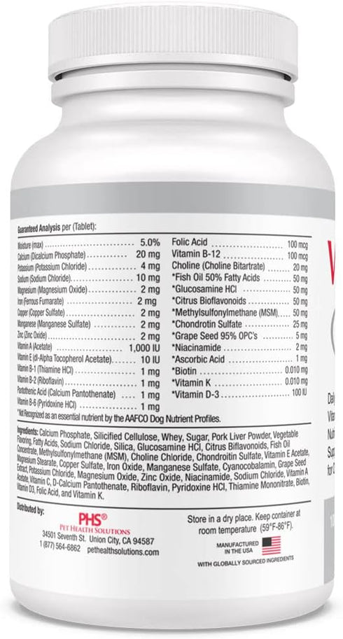 Vita-Tabs Silver, Vitamins, Minerals, Nutrients for Senior Dogs, 100 Chewable Tablets