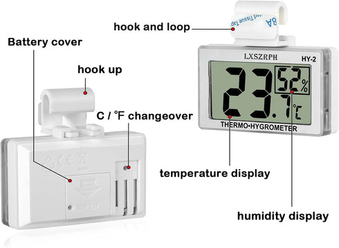 Reptile Hygrometer Thermometer, Digital Temperature Humidity Meter Gauge for Reptile Tanks, LCD Display, 1 Pack