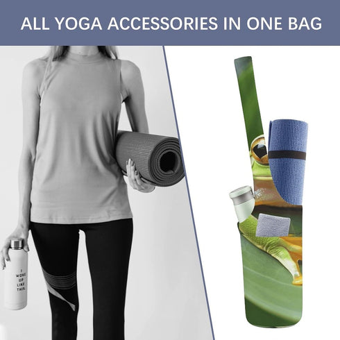 Backpack YHNNH Tree Frog Baby Yoga Mat Bag Yoga Multi Pocket Exercise Yoga Mat Carrier Multi-Functional Storage Bag