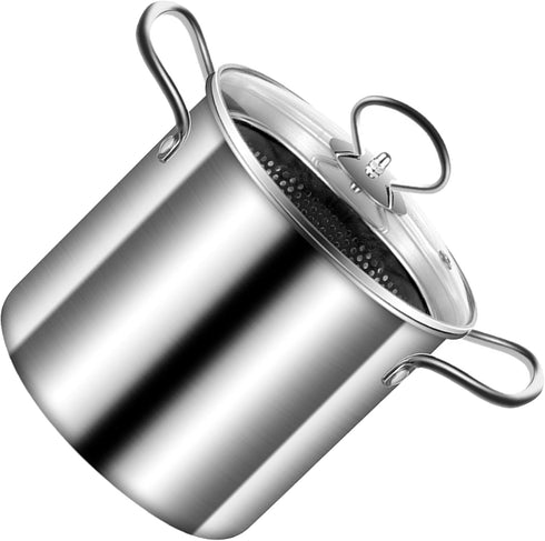 Shurhome Stainless Steel 3 Quart Frying Pots with Vent Glass Cover Ergonomic Handle