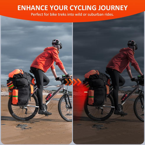 ONVIAN Smart Bike Tail Light with Turn Signals - Rechargeable Auto-Sensing Light for Rear Bike Rack, Waterproof