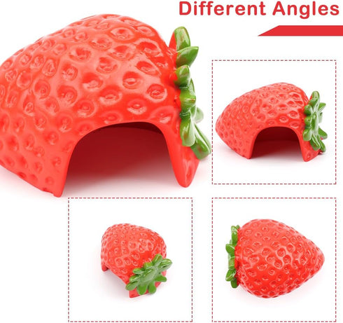 DQITJ 1 Pack Hermit Crab Hiding House Cute Strawberry Shape Rest Hideout Climbing Cave Habitat Decoration for Hermit