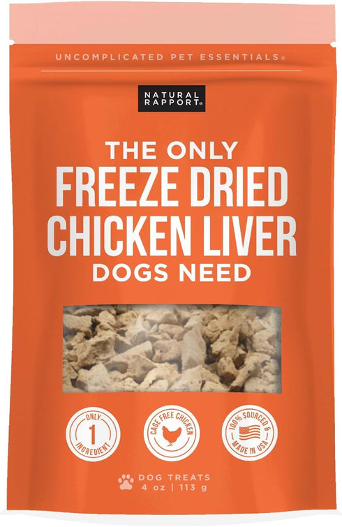 Natural Rapport Chicken Liver Dog Treats, Grain-Free Freeze Dried Chicken Bites for Small and Large Dogs