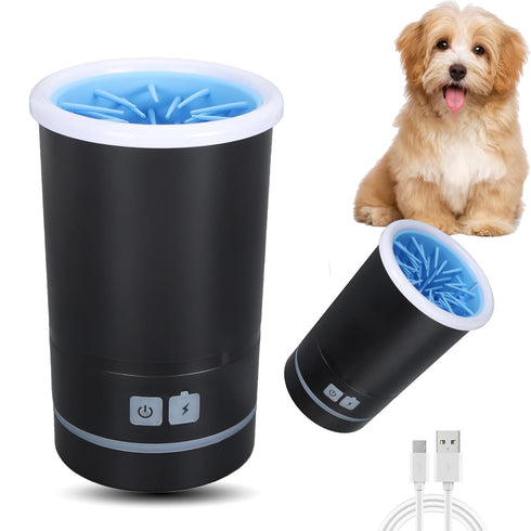 Automatic Dog Cleaner, Soft Electric Washer USB Rechargeable Cleaner Cup for Small to Medium Dogs Cats (Black White)