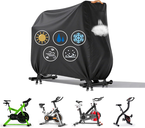 AAOWEEY Stationary Bike Cover Waterproof OutdoorUpright Exercise Bike Cover with Air Vent,Waterproof Strip,4