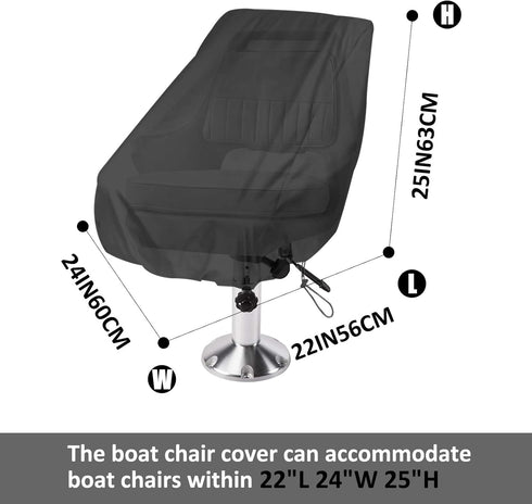SoGuDio Heavy Duty Boat Seat Cover, 24" L x 22" W x 25" H, Weather Resistant 420D Waterproof Oxford Fabric (Black)