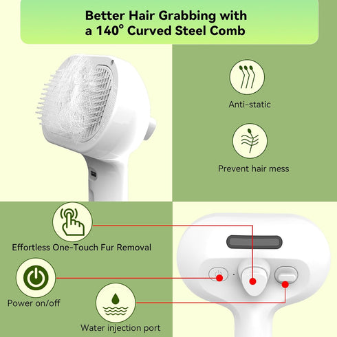 3-in-1 Pet Steam Brush, Spray Hair Removal Comb for Dog and Cat, Steam for Shedding and Grooming, Spritz Defur Comb