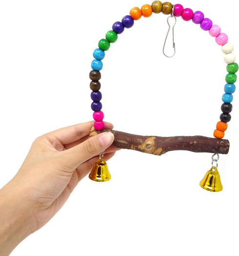 Honbay Wooden Bird Swing Perch Toy for Small Sized Parrots