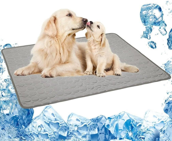 Pet Cooling Mat for Dog Puppy Cat, Washable Cooling Pad, Reusable Ice Silk Self Cooling Mat for Pet Beds, Large, GREY